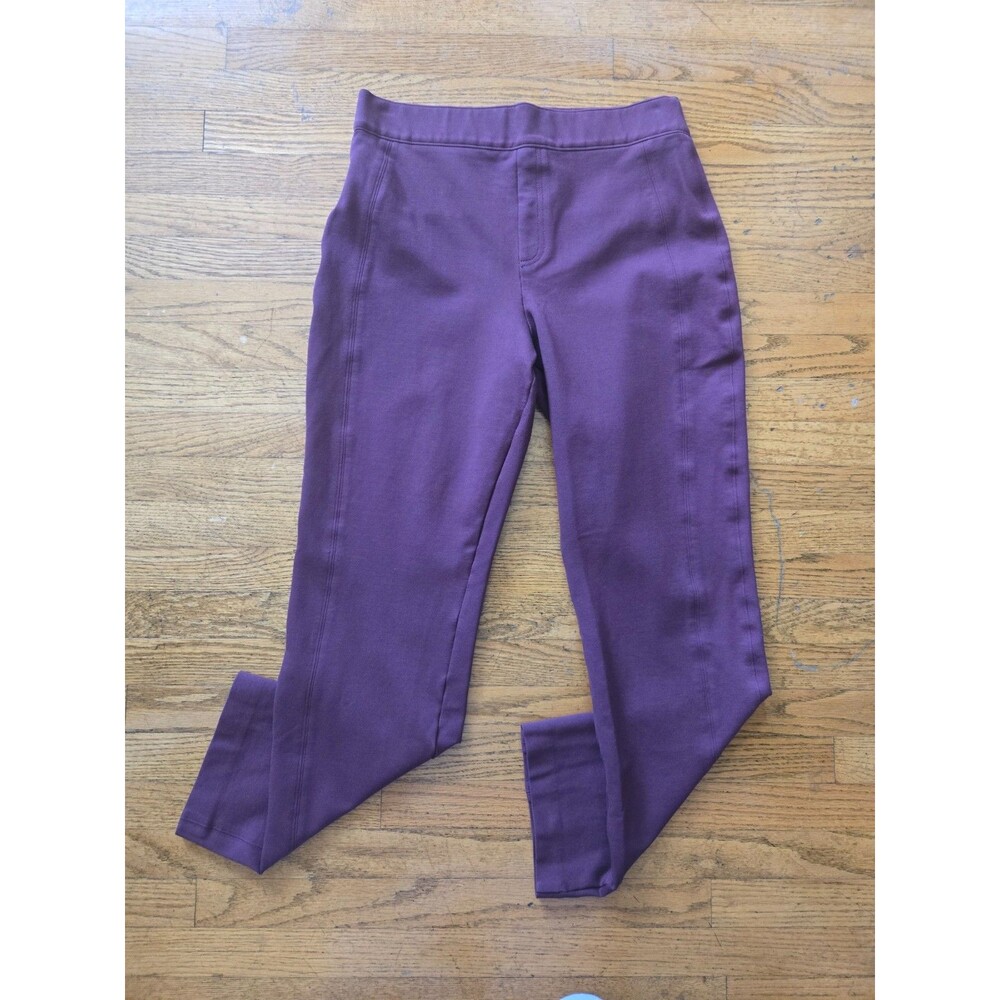 Spanx The Perfect Pant Women Large Burgundy Straight Leg Ponte Trousers